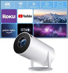 Smart 4K Mini Projektor med Wi-Fi 6 och Bluetooth 5.0, 130'' skärm
