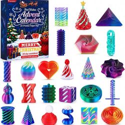 Adventskalender med 3D-printede fidgetlegetøj – 24 låger, kegler, spiraler og geometriske former