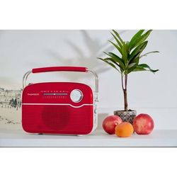 Thomson Radio Bluetooth solenergi röd - FM, Bluetooth 5.4, batteri 1300 mAh, USB‑C, ingång 3,5 mm
