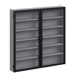 SoBuy väggskåp med glasdörrar och 5 justerbare hyllor grå 80x12x80cm FSB113-H-DG