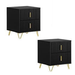 SoBuy Smalt natbord 40x40x47cm – 2-delt sæt, 2 skuffer | Sort FBT115-SCHx2