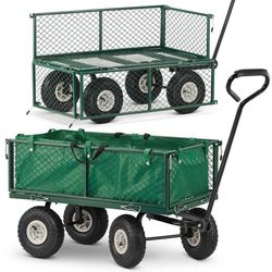 HIGHER Foldbar Havevogn - 450kg Kapacitet, Grøn, Ideel til Familier & Havearbejde