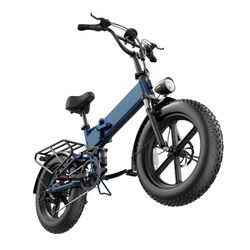 URLIFE T5 Elcykel 250 W motor, 80 Nm motormoment, 48 V 13 Ah batteri, 60–80 km räckvidd, 25 km/h, 20*4,0 tums däck elcykel blå