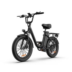 URLIFE E20 elcykel 250W, 48V 13Ah batteri, 50-70KM räckvidd, 25KM/H, 20*3.0 tum däck, högkolstål E-bike - black