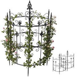 Espalier i metal 2 stk. Klivia, dekorativ klatrestotte med pyntefinner, nem montering, ideel til roser og klematis i haven