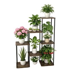 Multi-Tier Planteholder, Holdbart Metal, Pladsbesparende Design,T-7-Tier