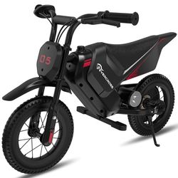 El-Motocykel Barn 12" EVERCROSS TECH 05m – Lång räckvidd 10KM 2 hastigheter – Lithiumbatteri 150W 5.2Ah – Idealisk present Svart