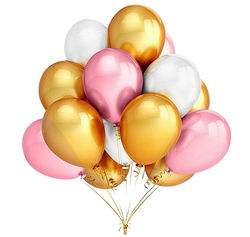 12-pakning Ballonger - Rosa, gull & sølv