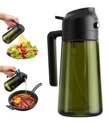 2-i-1 Oliespray & Dispenser – Mørk Glasflaske til Madlavning & Grillning