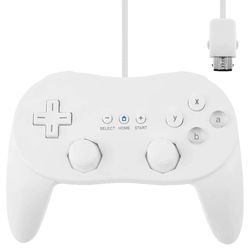 Peliohjain on yhteensopiva Nintendo Wii, Wii U Controller 1,1 metrin kaapelin kanssa - valkoinen