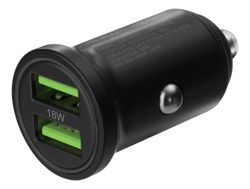 USB billaddare, 2x USB - A 18 W, snabbladdning 36 W total