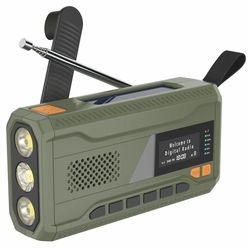 Solar Power Håndsving DAB FM Radio Lommelygte 4500mAh Power Bank