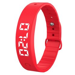 Smart armbånd vibrerende alarm søvnovervågning digitalt display - RØD