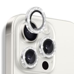 NORTHJO kameralinsedeksel med glitter til iPhone 16 Pro/16 Pro Max, herdet glass og metall