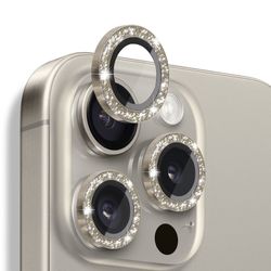 NORTHJO kameralinsedeksel med glitter til iPhone 16 Pro/16 Pro Max, herdet glass og metall