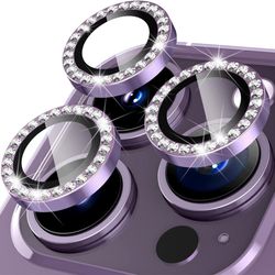 For iPhone 16 Pro 16 Pro Max kameralinsedeksel herdet glass+metallring - lilla