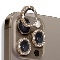 NORTHJO kameralinsedeksel med glitter til iPhone 16 Pro/16 Pro Max, herdet glass og metall