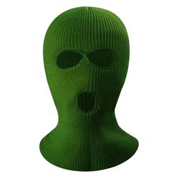 Vinter fuld ansigtsmaske Tre - huls Balaclava strikket hue hals damask - Army Green