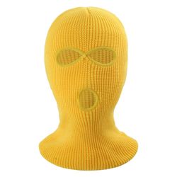 Vinter fuld ansigtsmaske Tre - huls Balaclava strikket hue hals damask - Gul