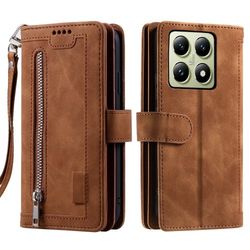 Til Xiaomi 14T Pro - deksel med glidelås og 9 kortspor