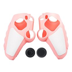 Playstation 5 / PS5 Silikone Skin Cover Case Anti-Slip Protection + Joystick Caps - Lyserød