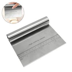 Deigskrape Rustfritt stål Slicer Pastry Pizzakutter med måleskala