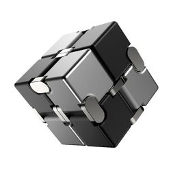 Fidget Spinner Avslappning Infinite Cube Metall Flip Kub Svart - V