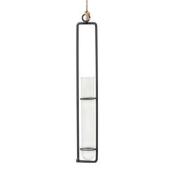Hengende glassvase med stålramme