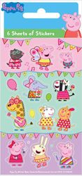 Peppa pig 6 små ark med klistremerker greta gris