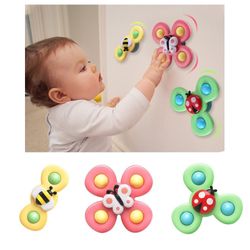3-Pack Baby Fidget Spinners med Sugekopp – Morsomme og Utviklende