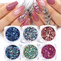 6 stk negleglitter glitter, Negledekorasjoner