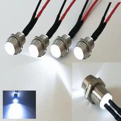 8 mm vita diodlampor för infällning i panel, kontrollampa, 4-pack