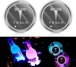 2X Tesla logo Blybunnplate for kruseholdere