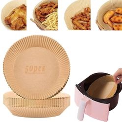 50 stk. 16x4,5 cm Air Fryer Bagepapir Ark Former runde Engangspapir