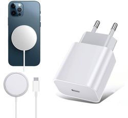 iPhone Magnetisk Magsafe Laddare (trådlös) med Väggladdare