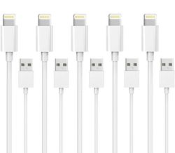 5 kpl 1M Lightning-laturi iPhone 13/12/11/Xs/Max/X/8/7/6/5/SE