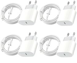 4 Pack Laddare till iPhone + kabel USB-C 20W Snabbladdare