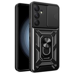 SKALO Samsung A55 5G Armor Hybrid Metal Ring Camera Slider - Sort