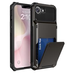 SKALO iPhone 16e Armor Flip Kortholder Cover - Sort