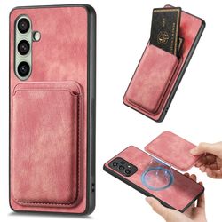 SKALO Samsung A56 5G PU-læder magnetisk kortholder Cover - Pink