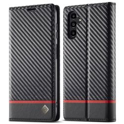 SKALO Samsung A56 5G LC.IMEEKE Carbon Fiber Flip Cover - Sort