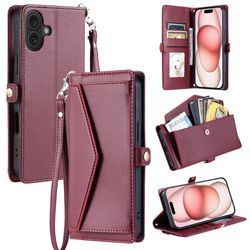 SKALO iPhone 17 PU-Læder Kuvert Flip Cover - Rød