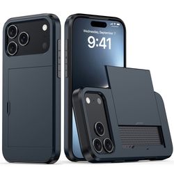 SKALO iPhone 17 Pro Max Armor Kortholder Cover - Blå