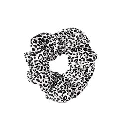 Hårbånd - Scrunchie - Sateng - 12 cm - Leopard - Svart/hvit