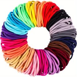 Elastiske tynne hårstrikker [40 mm] - Hårstrikker - 100 stk - Blandede farger