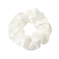 Hårbånd - Scrunchie - Sateng - 9 cm - Hvit