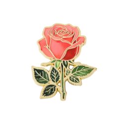 Brosje - Nål - Blomst - Rose - Rosa