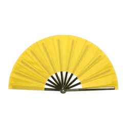 Gul vifte - ensfarget - ekstra stor 33 cm - kino - plastbase