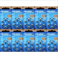312 Renata 6-Pack X10= 60 stykker høreapparatbatterier