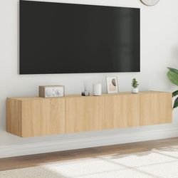vidaXL Vegghengte TV-benker med LED 2 stk sonoma eik 80x35x31 cm